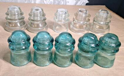 (10) Assorted Vintage Hemingray Glass Insulators