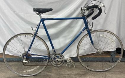Vintage Blue Road Bicycle, 10-Speed, 27" Wheels, Downtube Shifters, Caliper Brakes