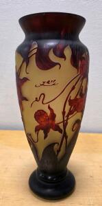 (1) Bombay Emile Galle Art Nouveau Cameo 14" Glass Vase