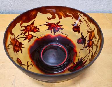 (1) Emille Galle Cameo Bowl Reproduction Tri Color Foliage 6" x 11.5"