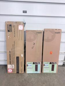 (2) Modifi A14 Madison Door Mocha 15" x 40" Closet Organizer, Handle & Hinges Included, UPC 858622129719 & (1) Shower Ramp