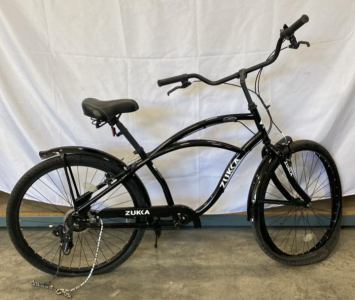 ZUKKA Surf 26-Inch 7-Speed Cruiser Bicycle &ndash; Black, Steel Frame, Fenders, Rear Reflector