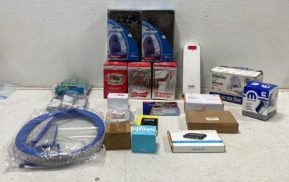 Mixed Lot &ndash; Auto Seat Covers, Electronics, Bathroom Faucet, Budweiser Steins, Mopar Filter