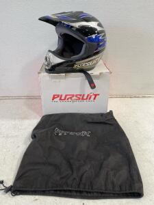 Pursuit XL Motocross Helmet, Polycarbonate Shell, Adjustable Peak, Includes Bag and Box