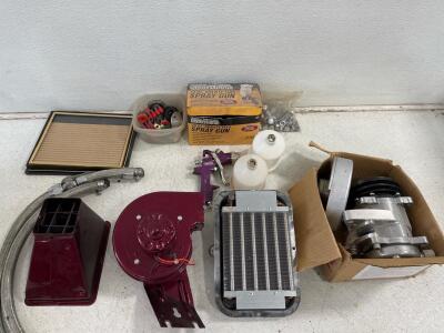 Universal Automotive A/C Kit w/ Sanden-Style Compressor, Blower Motor, Evaporator, Hoses & Spray Gun