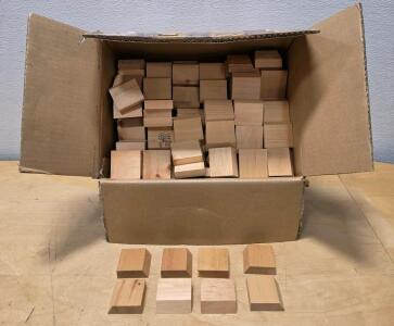 Box of Unfinished Softwood Blocks, ~2.5" x 2.5" x 1" Each
