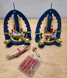 Arched Single-Tier German Christmas Pyramid Candle Holder with Toymaker and Animals