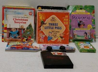 Vintage Mixed Lot: Disney Read-Along Books & Vinyl, Nancy Drew, Little Golden Books, NES Yoshi