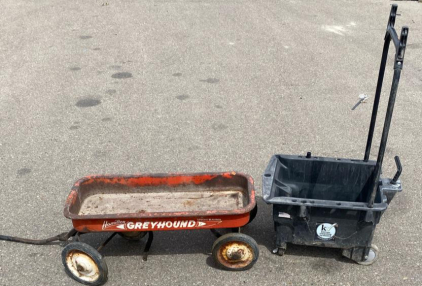 Hamilton Greyhound Steel Wagon & Kaivac Utility Cart &ndash; Vintage 36" Red 4-Wheel Wagon