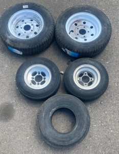 Carlisle & Hi-Run Trailer Wheels/Tires, 4.80-8, 145R12C, 5-lug/8-lug, Mixed Set