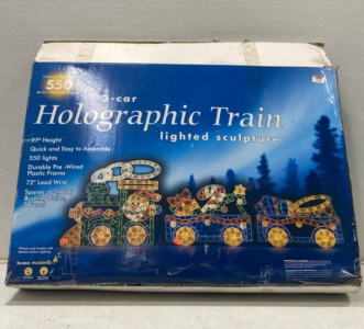 Home Accents 3-Car Holographic Train Lighted Sculpture, 550 Multi-Colored Lights, 27" Height