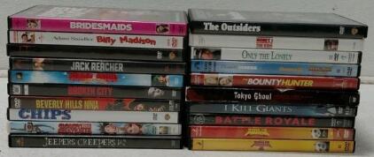 Large Mixed DVD Collection &ndash; 40+ Titles, Comedy, Action, Horror, Box Sets, "Schwarzenegger," "Bourne"