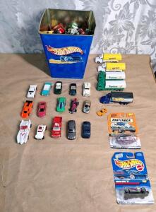 (1) Hot Wheels Waste Basket W/ 100+ Assorted Die Cast Vehicles
