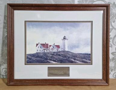 (1) Framed Vintage Doug Brega Light House Art Print