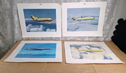(4) Vintage Boeing Airliner Posters