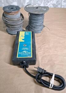 (1) Power Wizzard PW300 Low Impedance Electric Fence Energizer & (2) Partial Spools Of Wire