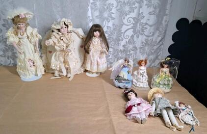 (3) Vintage Ceramic Dolls, (1) 18", (2) 15" & More