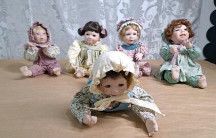 (5) 12" Vintage Ceramic Dolls