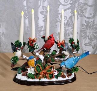 (1) Danbury Mint Winter Perch Wild Bird Light Up Candelabra Centerpiece