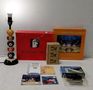 Billiard Ball Table Lamp with Stacked Pool Balls Base, Turns On and More
