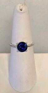 2.32 Ct Round Tanzanite Solitaire Ring In 1.96 Silver Band