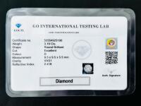 3.10 Carat Round Brilliant Diamond, D Color, VVS1 Clarity, GOGTL Certified, Excellent Cut - 2