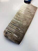 Handmade Damascus Steel Cleaver Knife, Resin & Wood Handle, Leather Sheath, Mosaic Pin - 3