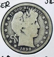 1898 Barber Silver Half Dollar, G6 Grade, Philadelphia Mint, 90% Silver, Charles E. Barber - 2