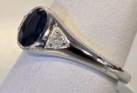 Sterling Silver Ring (2.76), 1.38 ct Oval Blue Sapphire, 0.13 ct Diamonds, Size 7, K21E3 - 3