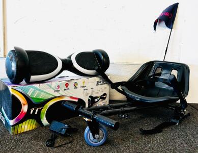 Jetson Sphere Hoverboard 6.5" Wheels, 10 Mile Range, 10 MPH, LED Lights, Kart Attachment & Charger (Tested And Works Great)