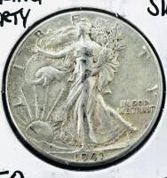 1941 Walking Liberty Half Dollar, 90% Silver, XF45 Extra Fine, 50 Cent US Coin - 2