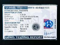 Natural Tanzanite 5.30Ct Oval Blue Gemstone, 11.5x9.1x6.7mm, AGSL Certified, Tanzania - 2