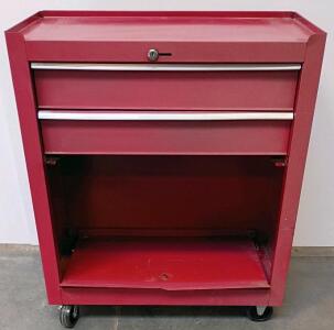 Red 2-Drawer Rolling Tool Chest, Steel Construction, Lockable,