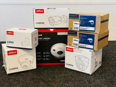 Dahua Surveillance Lot: IP Cameras N41BD22, N84CL52, HD Lens DH-PFL0550-E6D, PFA200W Mounts Please Inspect