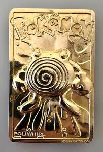 Pok&eacute;mon 23K Gold-Plated Poliwhirl Card 1999 Burger King #61 Nintendo, Metal Collectible
