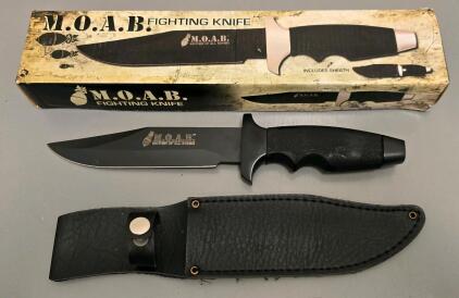 M.O.A.B. Fighting Knife, 7&rdquo; Black Clip Point Blade, Polymer Handle, Box & Sheath