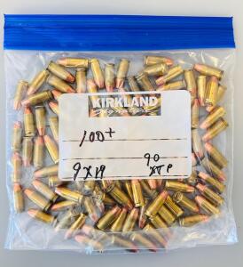 Resealable Bag Of Mixed 9MM Luger (9x19MM) Reloaded Brass Ammo, Assorted Headstamps, FMJ (Approximately 80-100)