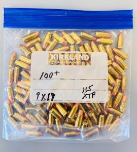 Resealable Bag With Mixed 9MM Luger 115Gr XTP JHP Ammunition, Brass Cases (Approximately 80-100 Rounds)