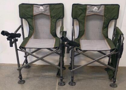 (2) Ozark Trail Director&rsquo;s Fishing Chair with Rod Holder, Storage, Carry Bag, 400 lb Capacity