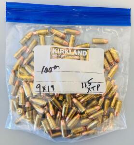 Resealable Bag With Mixed 9MM Luger 115Gr XTP JHP Ammunition, Brass Cases (Approximately 80-100 Rounds)