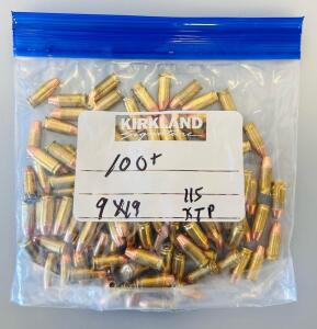 Resealable Bag With Mixed 9MM Luger 115Gr XTP JHP Ammunition, Brass Cases (Approximately 80-100 Rounds)