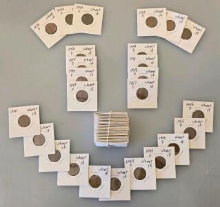 Lincoln Wheat Cent Collection: 50 Coins from 1941&ndash;1958, Various Mint Marks