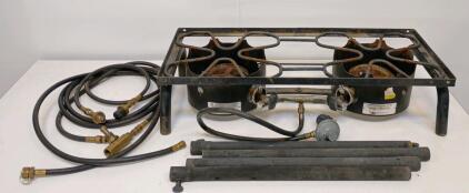 Camp Chef Explorer 2-Burner Propane Stove, 60,000 BTU, Regulator, Hoses, Bag, Detachable Legs