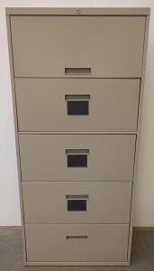 5-Drawer Lateral Heavy Duty Metal Filing Cabinet, 42", Light Beige