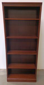 Home Meridian Macy's 72" Cherry 5-Shelf Bookcase, Adjustable Shelves, CARB P2 Compliant