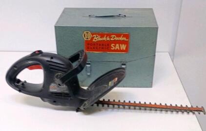Vintage Black & Decker 6-1/2" Super Service Circular Saw With Original Case And Manual And Black & Decker 17" Hedge Trimmer TR1700.