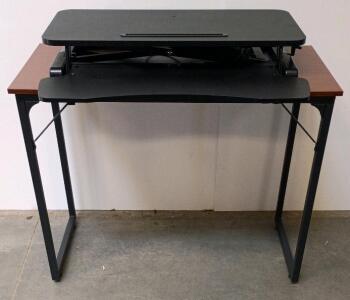 Office Desk with Adjustable Sit-Stand Desk Converter, Gas Spring Assist, 35" x 23" Surface *Like New Condition