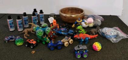 Large Wooden Bowl, Yarn, Toys (Working), Auto Glass Cleaner, And More