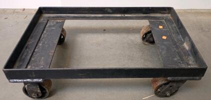 Heavy-Duty Steel Machinery Moving Dolly, Est. 3600 lb Capacity, Open Center, 4 Steel Wheels 28"x18"