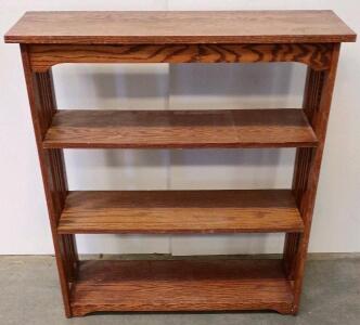Mission Style Solid Oak 3-Shelf Bookcase, Arts & Crafts Design,